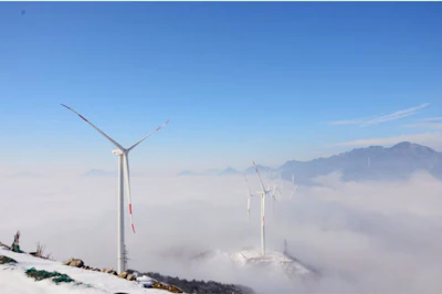 Researchers took to the field to study icing on this ridgetop wind farm in eastern China.