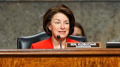 Sen. Amy Klobuchar, D-Minn., during a Senate committee hearing on Capitol Hill, March 3, 2021.