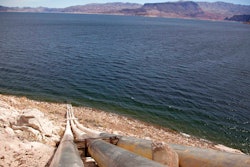 Pipes extending into Lake Mead, well above the high water mark, near Boulder City, Nev., March 23, 2012.
