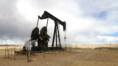 Oil well east of Casper, Wyo., Feb. 26, 2021.