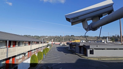 Security camera at a motel in Kent, Wash., March 4, 2020.