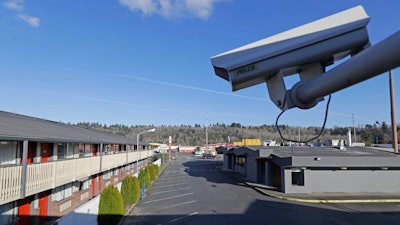 Security camera at a motel in Kent, Wash., March 4, 2020.