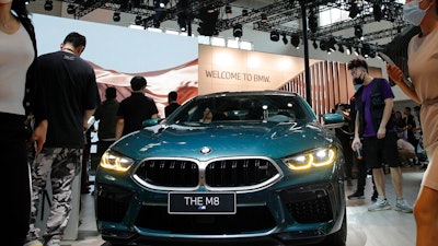A BMW M8 on display at Auto China 2020, Beijing, Sept. 27, 2020.