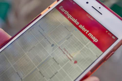 Earthquake warning app on an iPhone in Los Angeles, Jan. 3, 2019.