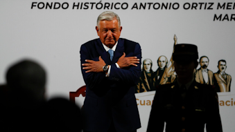 Mexican President Andres Manuel Lopez Obrador during a news conference marking the 100th day of his third year in office, National Palace, Mexico City, March 30, 2021
