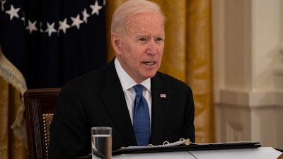 President Biden during a Cabinet meeting in the East Room of the White House, April 1, 2021.