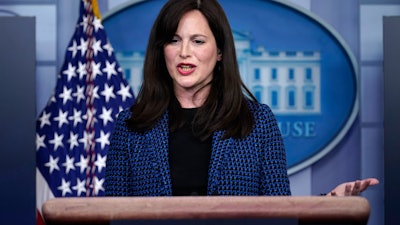 White House deputy national security adviser Anne Neuberger during a press briefing in Washington, Feb. 17, 2021.