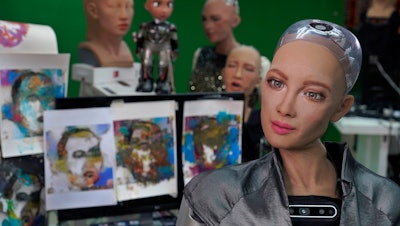 Sophia at Hanson Robotics studio in Hong Kong, March 29, 2021.