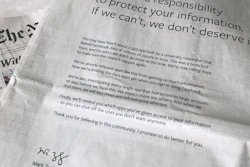 Facebook full-page advertisement in the New York Times, March 25, 2018.