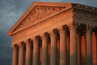 The U.S. Supreme Court seen at sunset in Washington, Oct. 4, 2018.