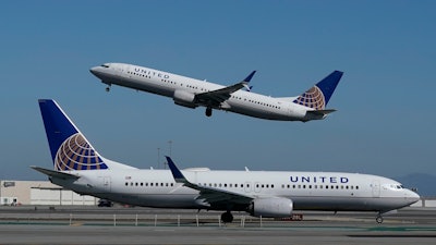 United Airlines airplane takes off at San Francisco International Airport, Oct. 15, 2020.