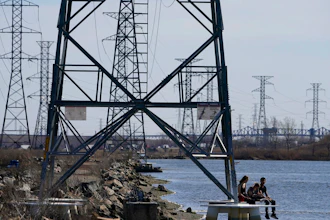 Transmission tower in North Arlington, N.J., April 6, 2021.