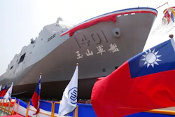 Yushan transport ship at a launch ceremony in Kaohsiung, Taiwan, April 13, 2021.