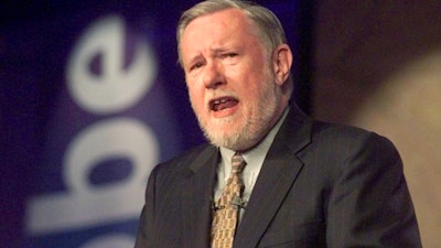 Dr. Charles M. Geschke, president, co-chairman and co-founder of Adobe Systems Inc., delivers a keynote address at PC Expo, Jacob K. Javits Convention Center, New York, June 24, 1999.