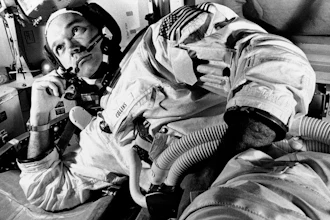 Apollo 11 command module pilot astronaut Michael Collins takes a break during training for the moon mission, Cape Kennedy, Fla., June 19, 1969.