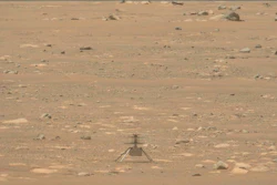 Image from video showing the Mars Ingenuity helicopter on the surface of the planet, April 29, 2021.