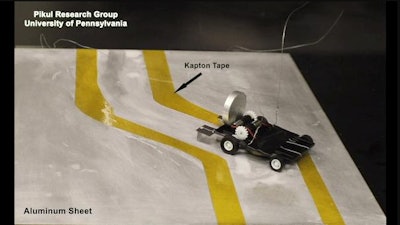 Penn Engineering's metal-eating robot can follow a metal path without using a computer or needing a battery.