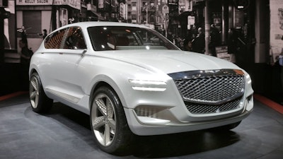 The hydrogen fuel cell Genesis GV80 concept SUV at the New York International Auto Show, Jacob Javits Center, New York, April 13, 2017.