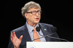 Bill Gates speaks at a Global Fund to Fight AIDS event, Congress Hall, Lyon, France, Oct. 10, 2019.