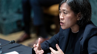 U.S. Trade Representative Katherine Tai during a Senate subcommittee hearing on Capitol Hill, April 28, 2021.