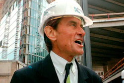Architect Helmut Jahn tours a construction site in Berlin, July 15, 1998.