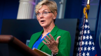 Energy Secretary Jennifer Granholm speaks during a press briefing at the White House, May 11, 2021.