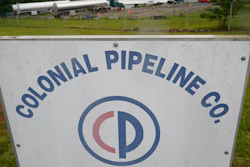 Tanker trucks parked near the entrance of Colonial Pipeline Company, May 12, 2021, Charlotte, N.C.