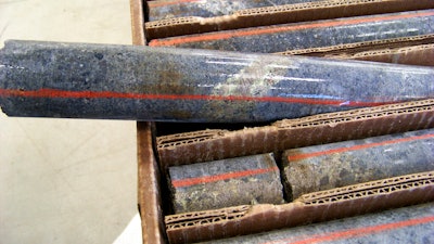 Sample drilled from underground rock near Ely, Minn., Oct. 4, 2011.
