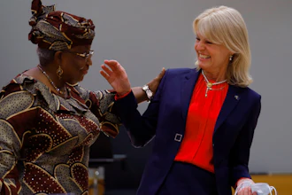 World Trade Organization Director-General Ngozi Okonjo-Iweala, left, talks to Sweden's Foreign Trade Minister Anna Hallberg during a European Foreign Trade ministers meeting at the European Council headquarters in Brussels, May 20, 2021.