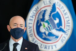 Secretary of Homeland Security Alejandro Mayorkas during a news conference at Ronald Reagan Washington National Airport, May 25, 2021, Arlington, Va.
