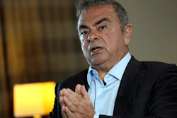 Fugitive ex-auto magnate Carlos Ghosn speaks during an interview with the Associated Press, Dbayeh, Lebanon, May 25, 2021.