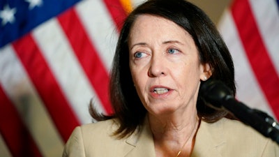 Sen. Maria Cantwell, D-Wash., speaks on Capitol Hill, May 18, 2021.