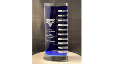 Digi-Key Electronics received the Catalog Distributor of the Year 2020 award from Vishay.