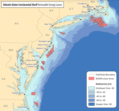 Developers already hold wind energy leases for several areas off the East Coast.