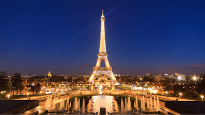 The Eiffel Tower seen from Trocadero Square, Paris, Feb. 2014.