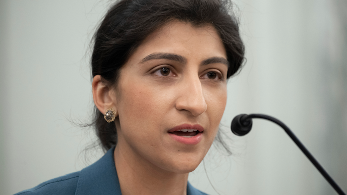 Lina Khan, nominee for commissioner of the Federal Trade Commission, speaks during her confirmation hearing on Capitol Hill, April 21, 2021.