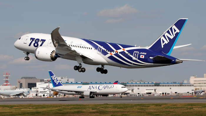 In this file photo, All Nippon Airways Boeing 787 takes off for the airplane's inaugural commercial flight to Hong Kong at Narita International Airport in Narita, east of Tokyo.