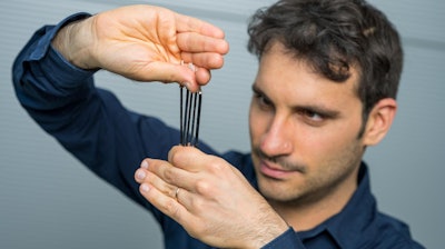 Professor Gianluca Rizzello with 'dielectric elastomers.'