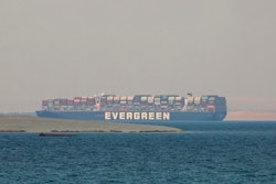 Panama-flagged cargo ship Ever Given anchored in Egypt's Great Bitter Lake, March 30, 2021.