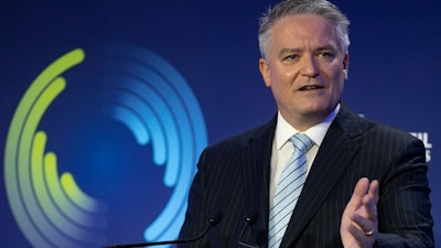 Mathias Cormann, the new secretary-general of the Organization for Economic Cooperation and Development, at the handover ceremony at OECD headquarters, Paris, June, 1 2021.