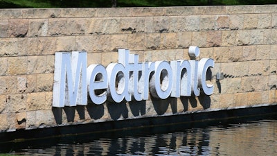 Medronic logo at the company's offices in Fridley, Minn., Aug. 29, 2019.
