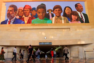 Mural at Amtrack-Metrolink Union Station, Los Angeles, Aug. 30, 2000.