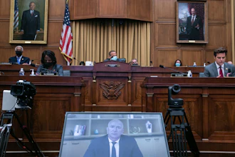 Amazon CEO Jeff Bezos speaks via video conference during a House Judiciary subcommittee hearing on Capitol Hill, July 29, 2020.