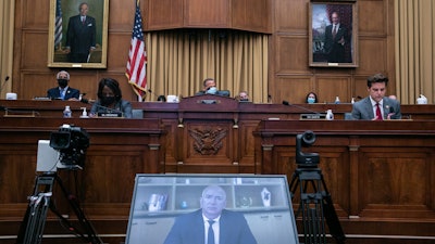 Amazon CEO Jeff Bezos speaks via video conference during a House Judiciary subcommittee hearing on Capitol Hill, July 29, 2020.