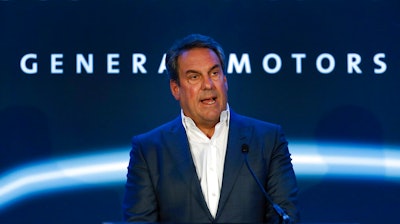 Mark Reuss, president of General Motors, speaks at the GM Detroit-Hamtramck Assembly plant in Hamtramck, Mich., Jan. 27, 2020.