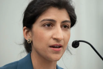 Lina Khan, nominee for commissioner of the Federal Trade Commission, speaks during her confirmation hearing on Capitol Hill, April 21, 2021.