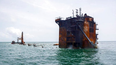 The MV X-Press Pearl off Colombo port, Sri Lanka, June 17, 2021.