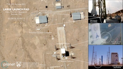 Satellite image of Imam Khomeini Spaceport in Iran's Semnan province, June 20, 2021.