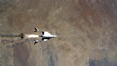 The release of VSS Unity from VMS Eve and the ignition of its rocket motor over Spaceport America, N.M., May 22, 2021.