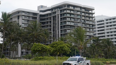 Sister building of a condominium that partially collapsed earlier the same day in Surfside, Fla., June 24, 2021.